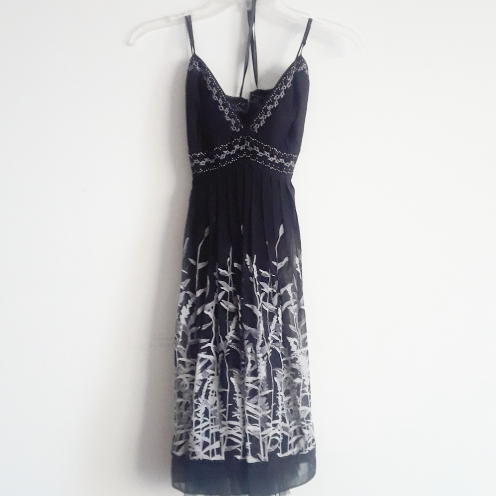 Black and White Print Y2K BCBGMAXZARIA Womens Spaghetti Strap Dress Size…